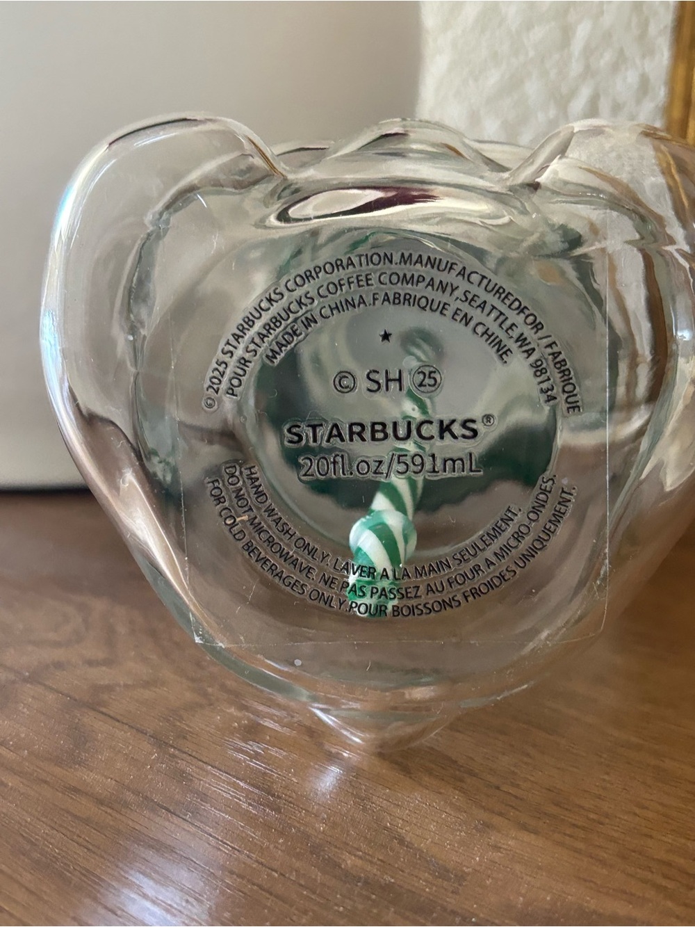 Starbucks Clear Bearista Tumbler with Green Beanie and Striped Straw, NWT. - Picture 3 of 4